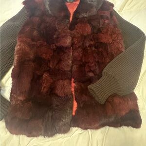 Rabbit Fur sweater with Knit Sleeves